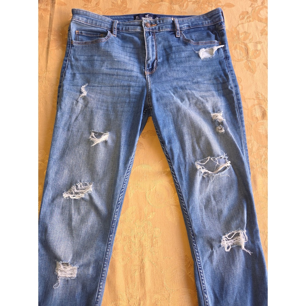 Hollister High-Rise Super Skinny Distressed Jeans Blue W32 L32 Size 15L